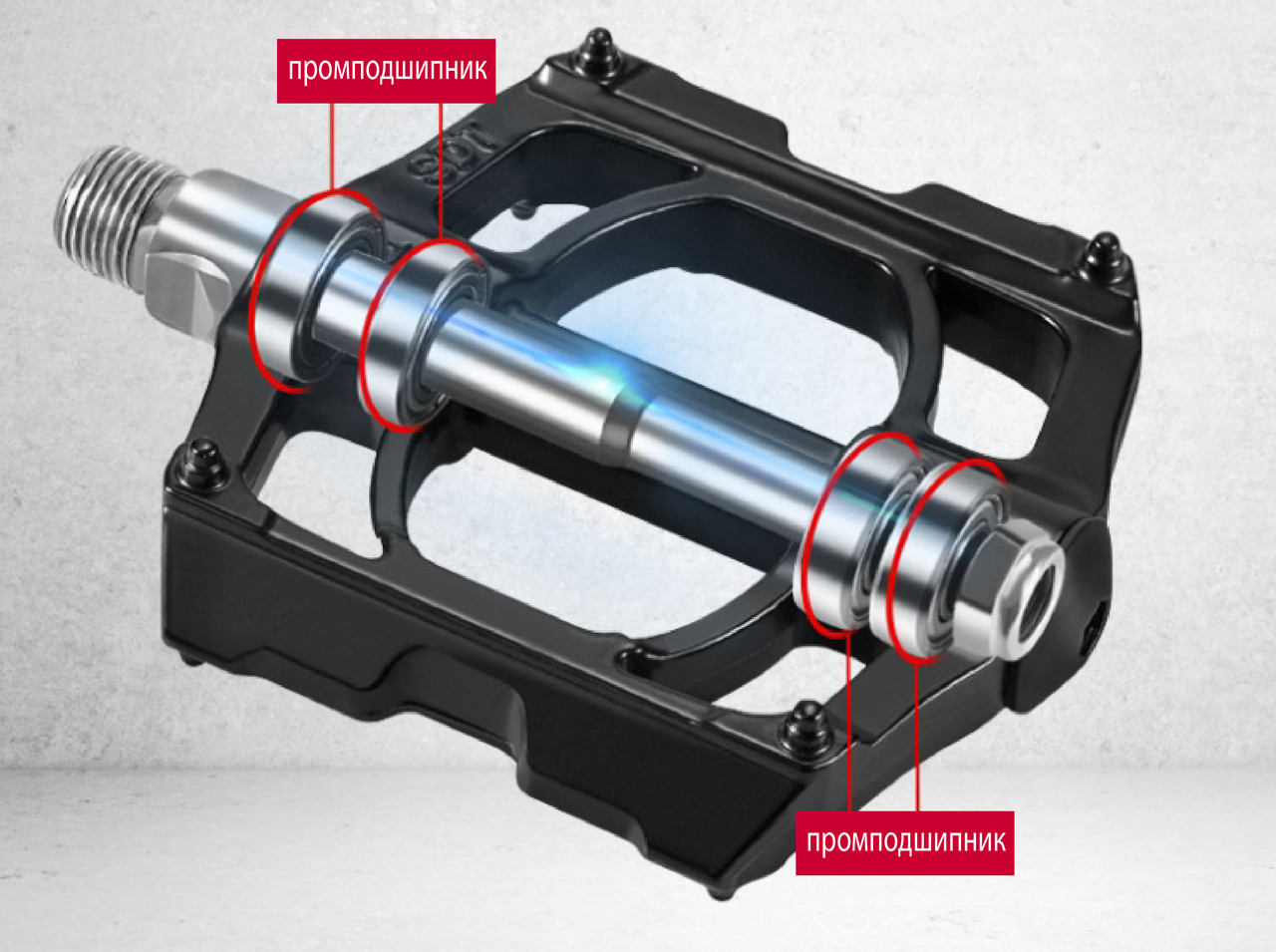 На промпідшипниках посилені алюмінієві педалі на велосипед