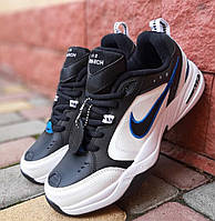 Мужские кроссовки Nike Air Monarch IV весна-осень демисезонные (белые с синим). Живое фото. Найк аир монарх