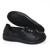 Женские черные туфли из искусственной кожи спереди на затяжке