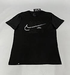 Чоловіча спортивна футболка Nike (Найк), чоловіча футболка чорна з принтом. Чоловічий одяг