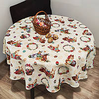 Скатерть пасхальная гобеленовая круглая нарядная праздничная скатерть на круглый стол