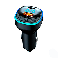 Автомобильный FM ФМ модулятор Terra С33, Bluetooth 5.0, трансмиттер, вольтметр, USB 3.1А, Type C