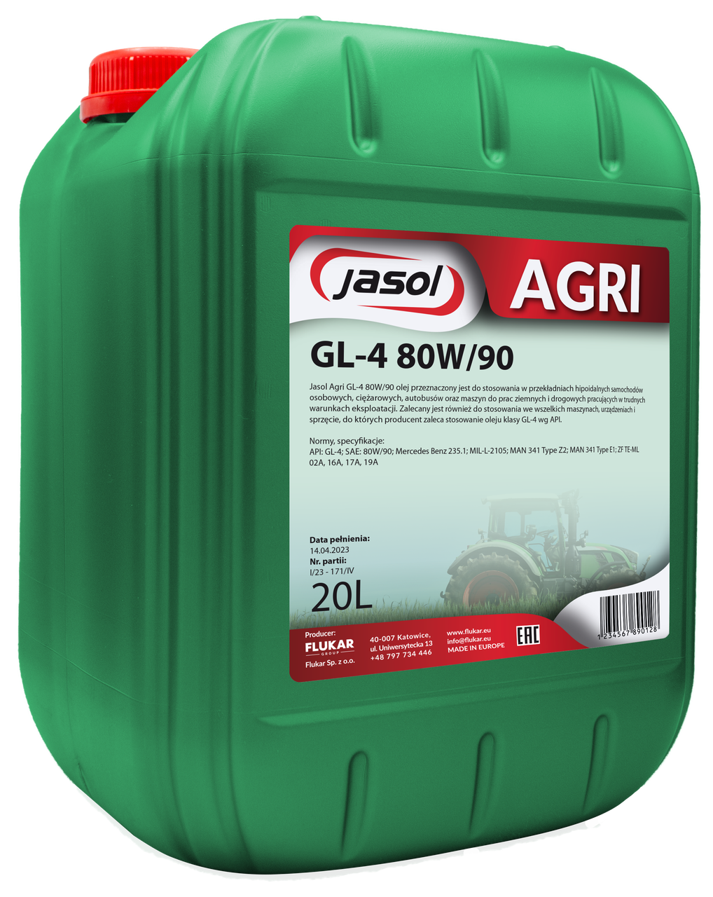 Трансмісійна олива JASOL AGRI GL-4 80w90 20л
