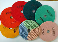 Алмазные полировальные круги диски липучки (черепашки трёхцветные) Ф100