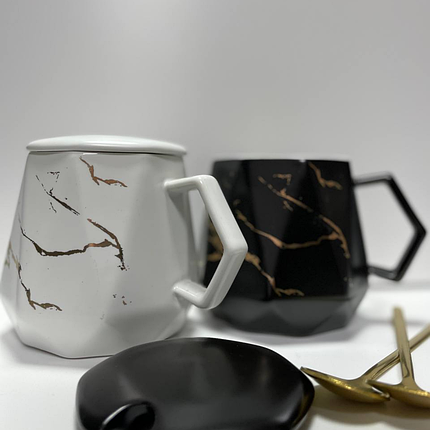 Чашка керамічна с кришкою та ложечкою подарунковий набір 2шт, фото 2
