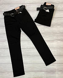 Жіночі теплі джинси з високою посадкою в чорному кольорі прямі до низу на байці