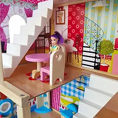 Дитячий ляльковий будиночок Picollo + лед освітлення+4 ляльки в подарунок + набір меблів, фото 3