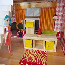 Дитячий ляльковий будиночок Picollo + лед освітлення+4 ляльки в подарунок + набір меблів, фото 2