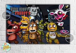Плакат "ФНАФ / 5 ночей з Фредді" 120х75 см, на дитячий День народження -