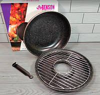 Сковорода гриль Benson BN-803, с мраморным покрытием, диаметр 33 см