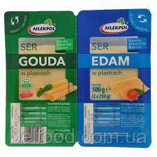 Сыр Gouda + Edam 500г Mlekpol (2*250 нарезанный)