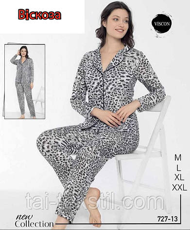 Стильна жіноча піжама на робочих гудзиках якість віскоза Туреччина M-L-XL-2XL, фото 2