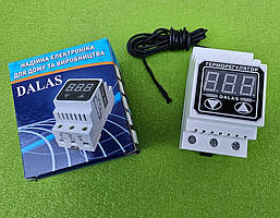 Цифровий Терморегулятор (з Таймером) на DIN-рейку DALAS 40А /Т= 0...+200°С / 220V /L=1,5м до автоклава, дистилятора, стерилізатора