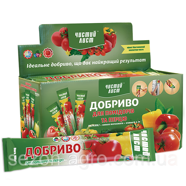 Кристалічне добриво «Чистий лист» для помідорів, перцю та інших пасльонових 100 г