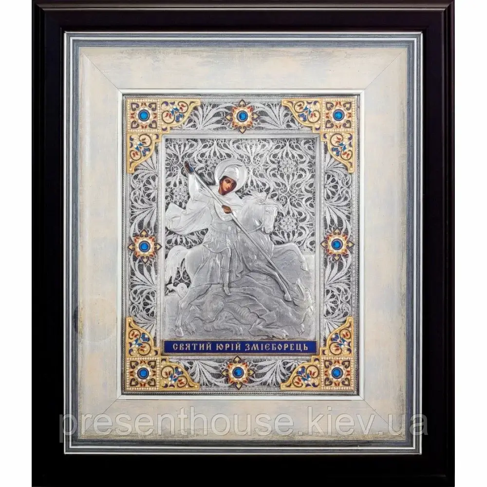 Ікона "Святий Юрій Змієборець" 380x435мм українською, фото 1