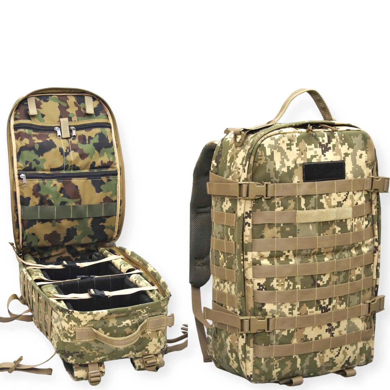 Армейский рюкзак для дронов, военный тактический рюкзак под 2 комплекта дронов 53*34*18см Пиксель - фото 5 - id-p2081510240