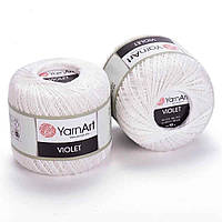 Нитки ирисовые для вязания YarnArt Violet. 50 г. 282 м. Цвет - 003 белый