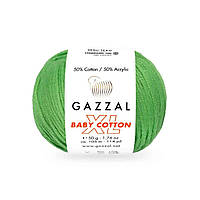 Пряжа для вязания Gazzal Baby cotton XL. 50 г. 105 м. Цвет зеленый 3448