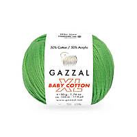 Пряжа для в'язання Gazzal Baby cotton XL. 50 г. 105 м. Колір - зелений 3448