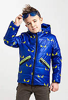 Демисезонная куртка на мальчика 104-110см синяя с рисуном. Детская куртка с рисунком для мальчика