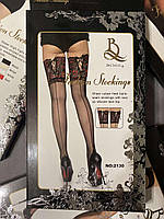 Чулки женские со швом и  широким кружевом  Fashion Stockings