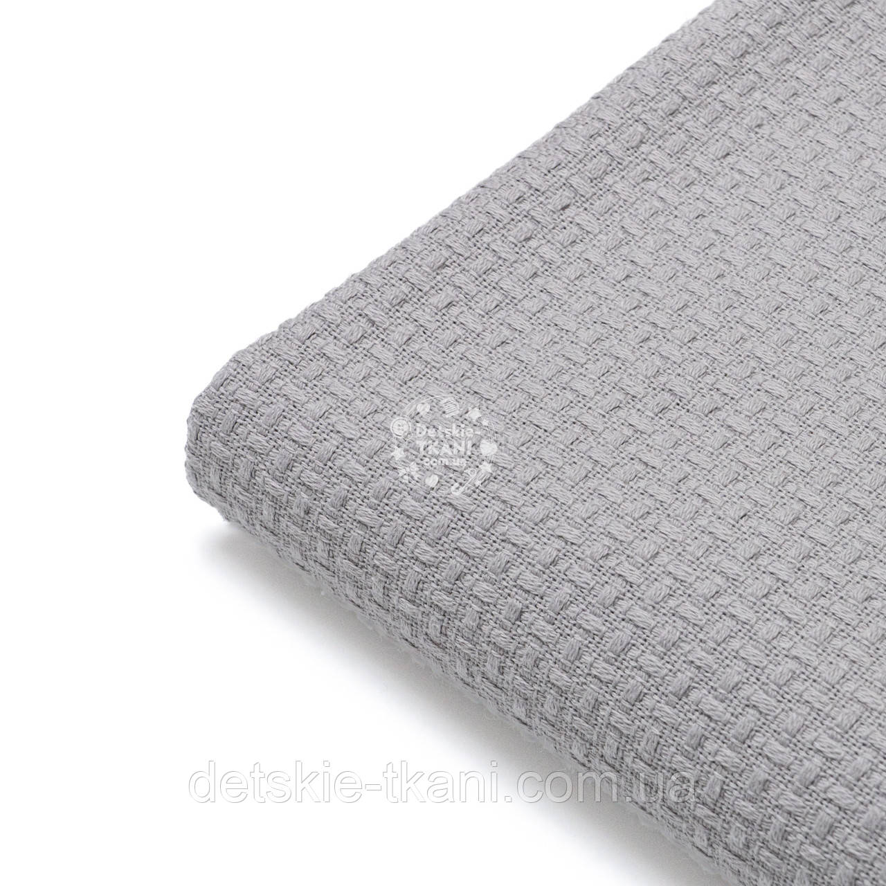 Відріз бавовняного піке "Плетінка" сірого кольору, розмір 90*115 см, фото 1