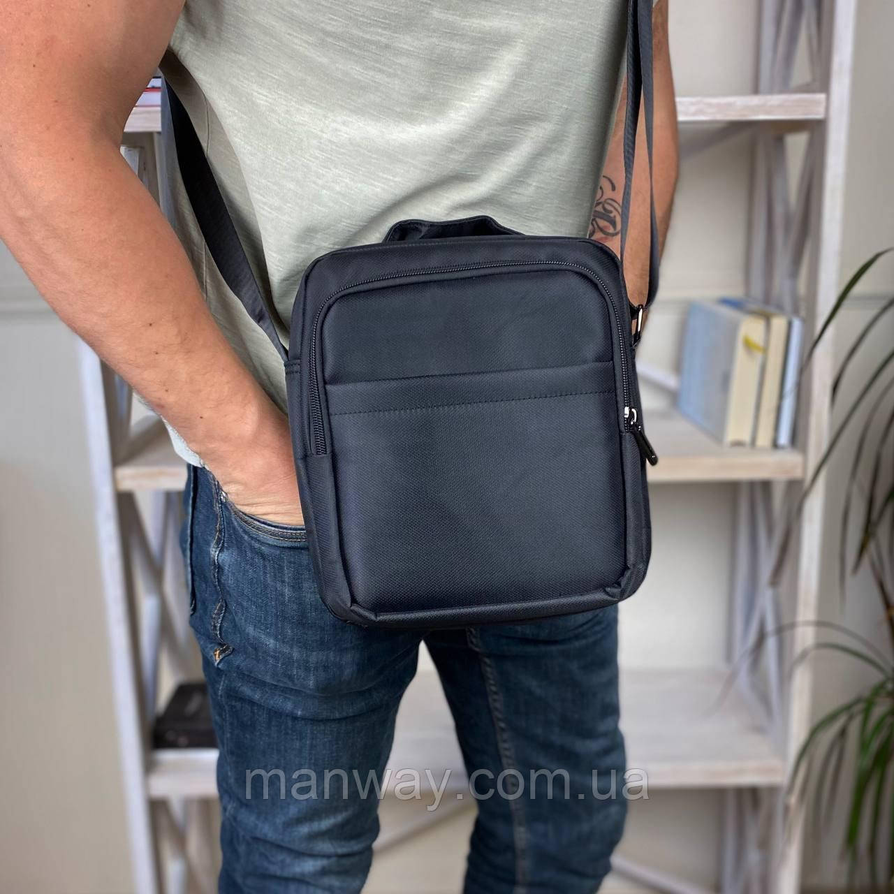 Чоловіча текстильна сумка барсетка через плече зручна Rich man 24*20*7