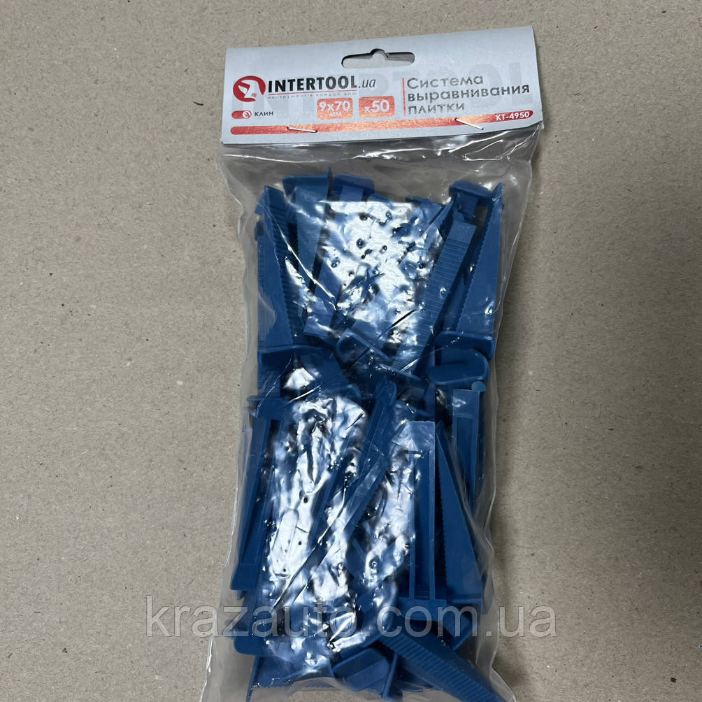 Система вирівнювання плитки, клин 9*70 мм / 50 шт INTERTOOL KT-4950