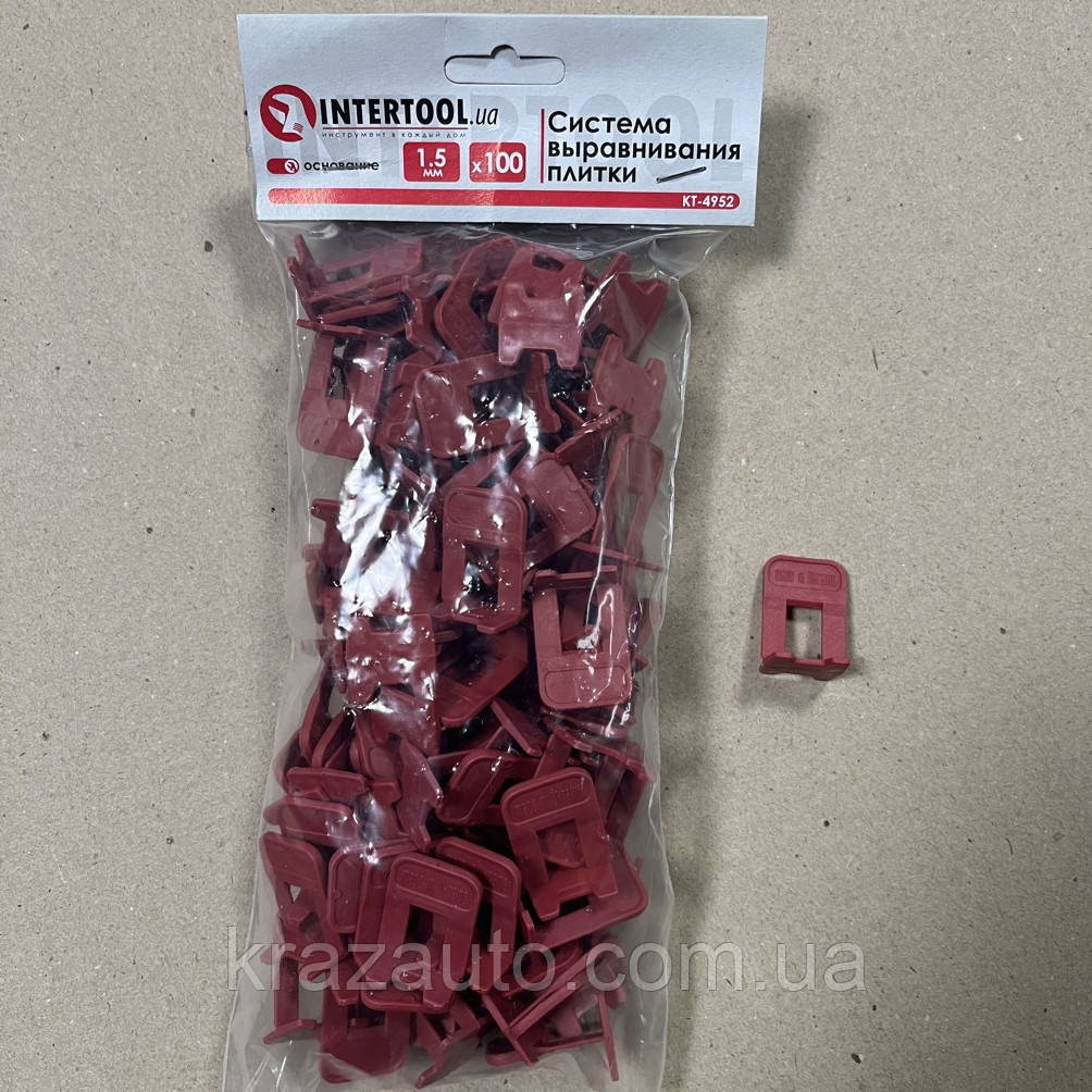 Система вирівнювання плитки, основа 1.5 мм / 100 шт INTERTOOL KT-4952