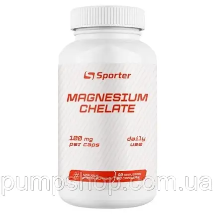 Хелат магнію Sporter Magnesium Chelate 100 мг 90 капс., фото 2