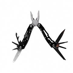 Мультитул 9в1 в чохлі чорний, нержавіюча сталь, складна конструкція