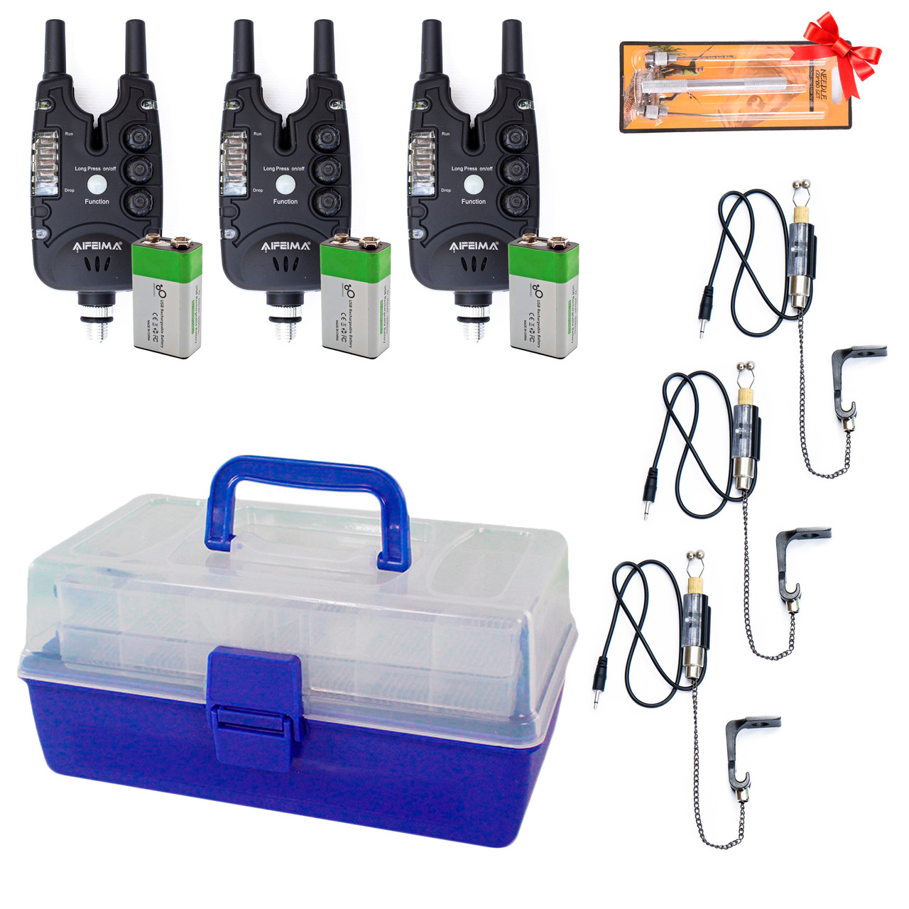 Комплект сигналізаторів Feima FA-28 та свінгерів + ящик на 2 полички