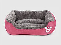 Лежанка пуф для кота пухнаста глибока колір: рожева 44 на 33 см бортик 14 см