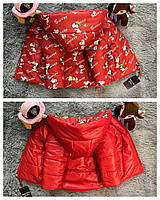 Демисезонная двухсторонняя детская куртка для девочки с капюшоном из красной плащевки р. 80-134 86-92