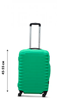 Чехол накидка на маленький чемодан размер S из дайвинга бирюзовый однотонный текстильный чехол для чемодана