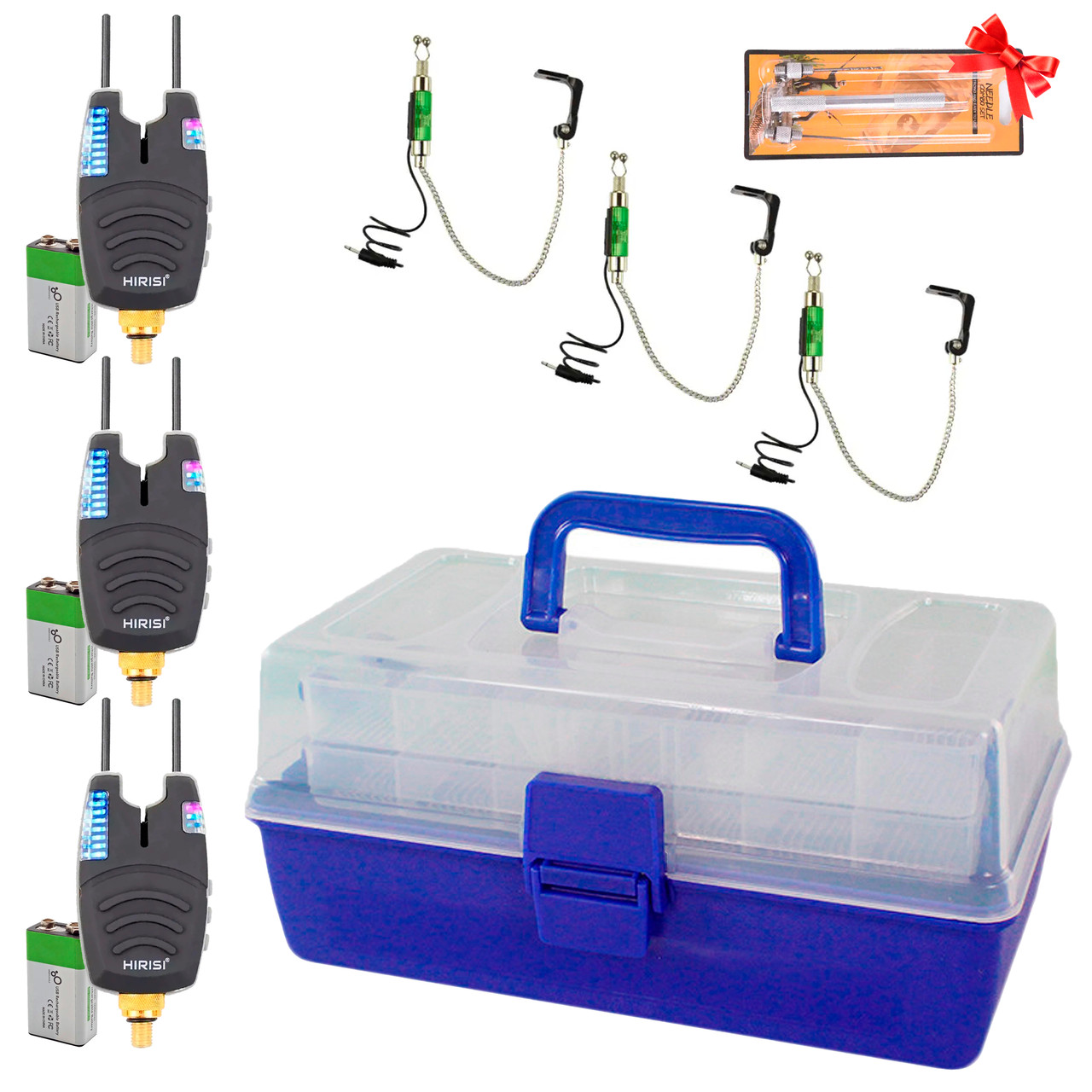 Комплект сигналізаторів Hirisi B1139 та свінгерів + ящик на 2 полички