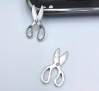 Підвіски на браслет "Ножиці" / упаковка - 10 шт / 19*11 мм / Срібний