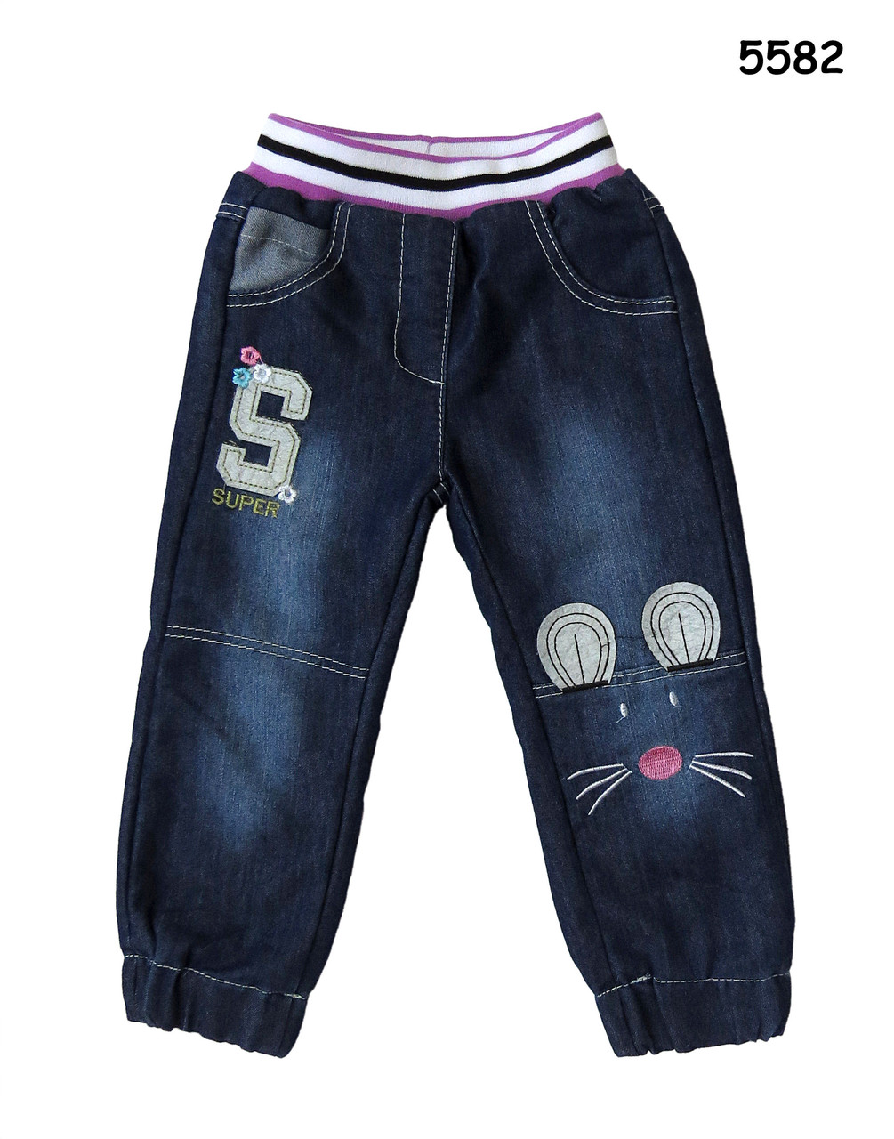 Теплые джинсы "Мышонок" для девочки. 3, 4 года - фото 1 - id-p19009570