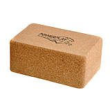Блоки для йоги 2шт. PowerPlay PP_4006 з пробкового дерева Cork Yoga Block (пара) + резинка 7.5кг супротив, фото 4