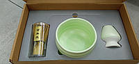 Набір для матча "ЧАБАКО" 4 предмета САЛАТОВИЙ: віночок мешалочка 2 піали для японської чайної церемонії