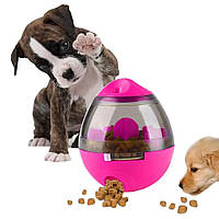 Іграшка кормушка м'яч для собак з контейнером для корму рожева