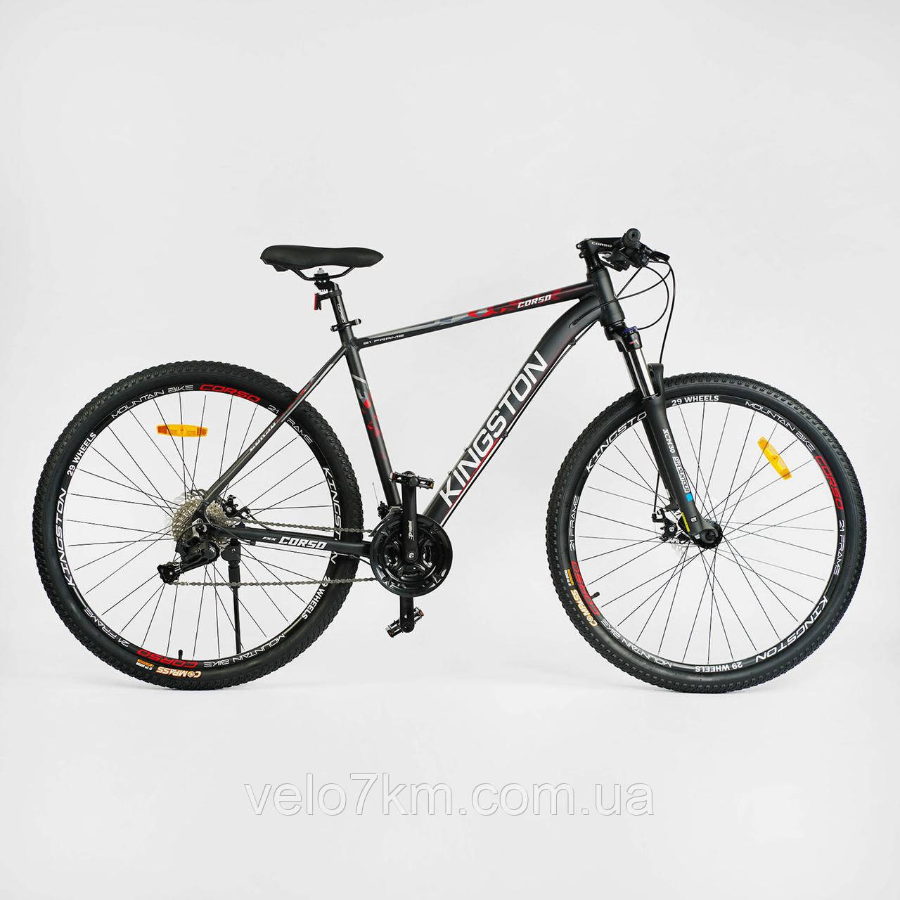 Спортивний алюмінієвий велосипед Corso Kingston 29" рама 21" обладнання L-TWOO 27 швидкостей, зібраний на 75%