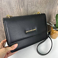 Женская мини сумочка в стиле Майкл Корс черная Shopen Жіноча міні сумочка у стилі Майкл Корс чорна
