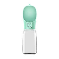 Портативна пляшка - поїлка з кнопкою для прогулянок Dog Water Bottle 550 мл для собак і котів - зелена