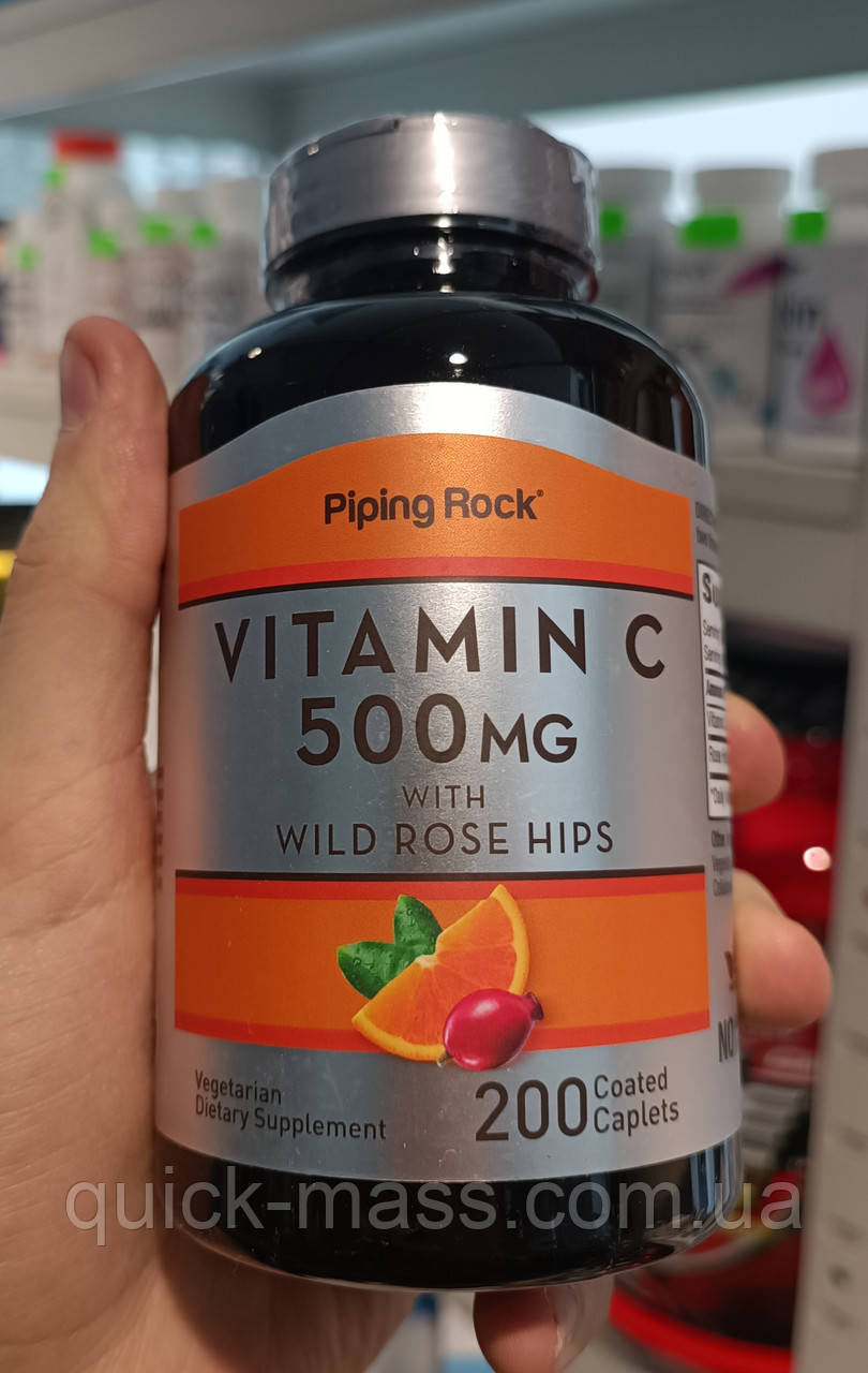 Вітамін С Piping Rock Vitamin C 500 мг with Bioflavonoids & Rose Hips 200 tab