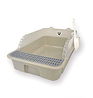 Лоток (туалет) для котов CAT IN BOX с лопаткой 43х29х16 см серый