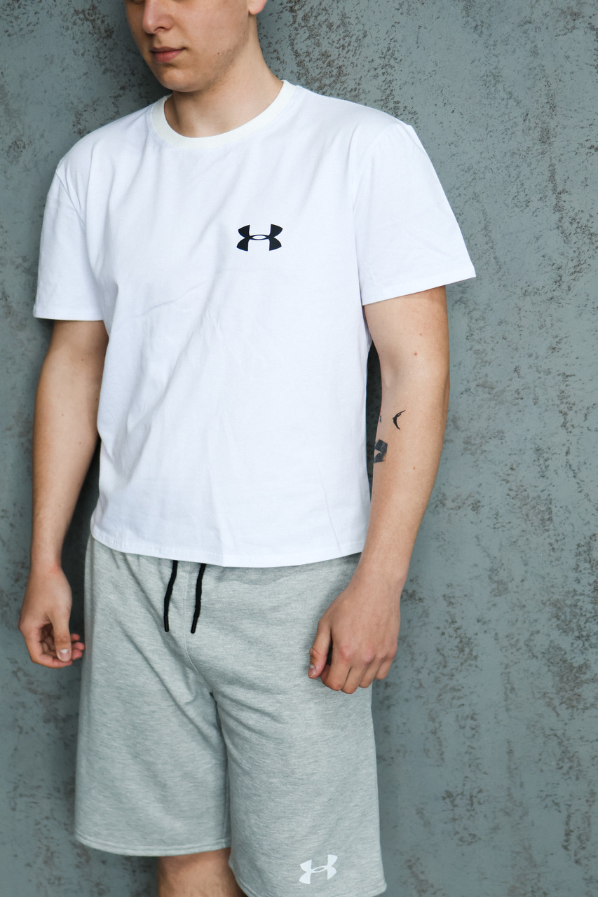 Чоловіча біла футболка Under Armour з бавовняни, Спортивна футболка Андер Армор Туреччина