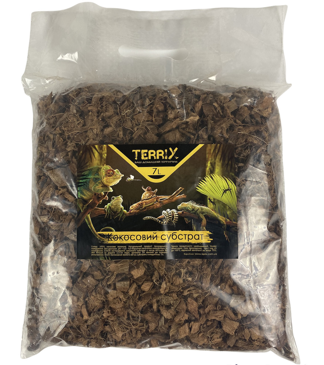 Кокосовий субстрат для тераріуму TerriX CHIPS кокос крупний чіпси 7 л, фото 1