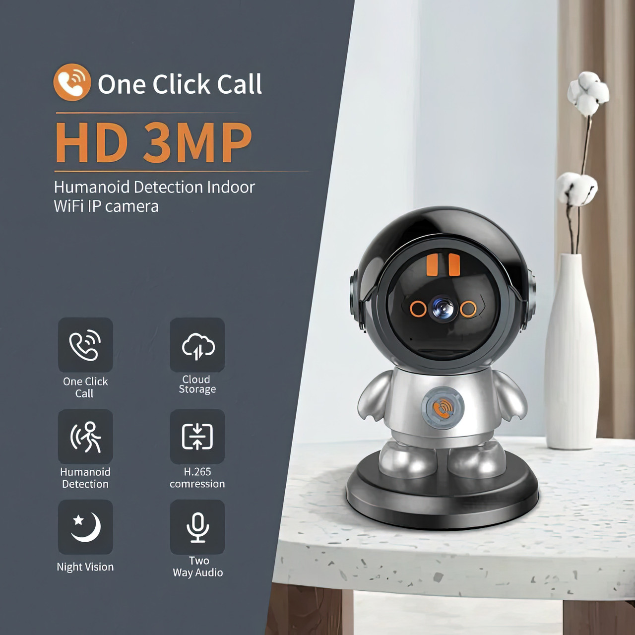 Поворотная беспроводная WiFi видеоняня HD Wireless IP Camera, камера 360 градусов, камера видеонаблюдения (ST) - фото 1 - id-p2081671470