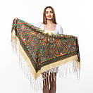 Українська хустка з тороками 120х120см Кремова, фото 5